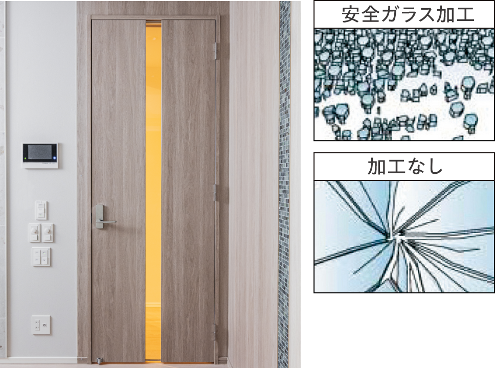 採光・安全性に優れたリビングドアガラス